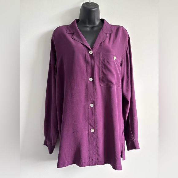 J. Taylor Silk Purple Button Down Shirt | Size 10 - Picture 3 of 10